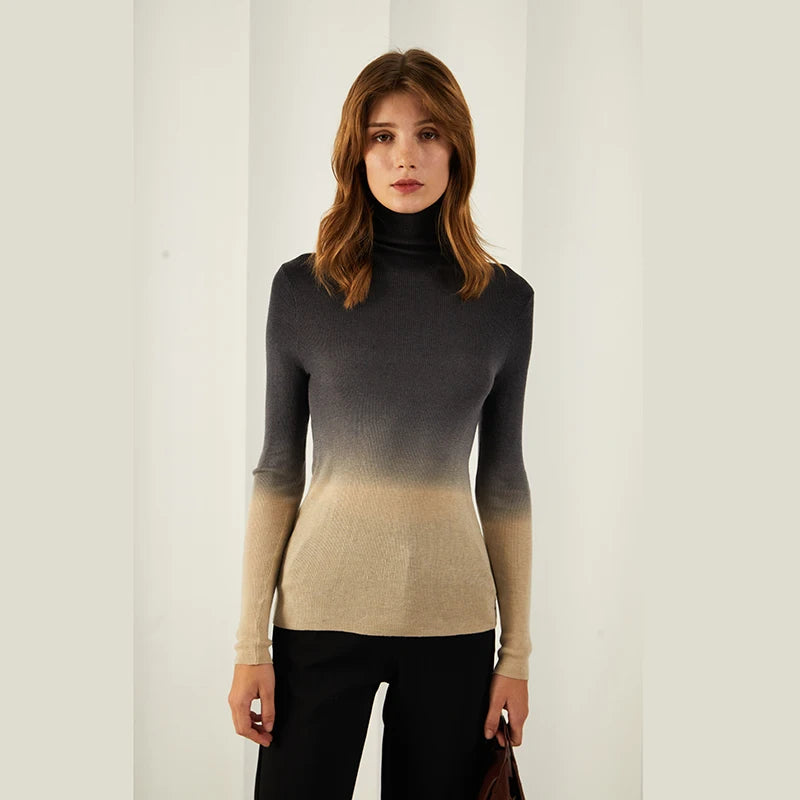 Casual Wool Turtleneck Sweater Women Pullover Vintage Winter Warm Long Sleeve Sweaters & Jumpers Gradient Sweater For Women 2023
