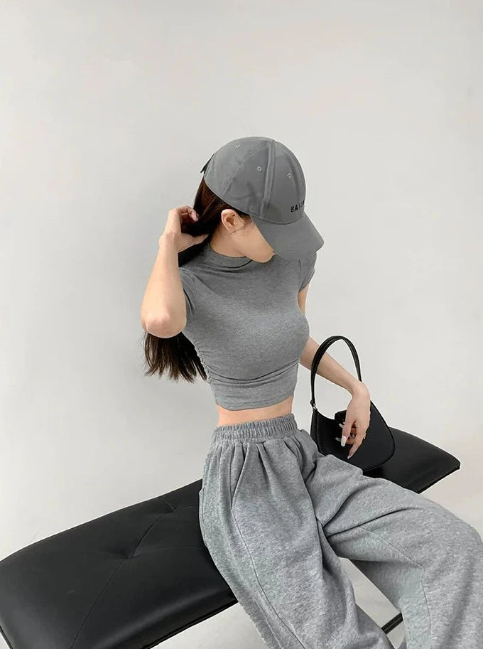 T Shirt For Women Crop Slim Turtleneck Solid Color Tops Woman Y2k Fashion Korea Polyester Cheap Clothes Youthful Goth Korean Tee