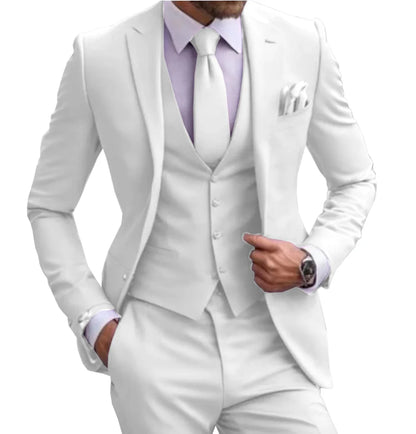 Suits for Men Lilac Stylish 3 Piece Classic Tuxedos Blazer Vest Pants Formal Elegant Male Wedding Groomsman Bespoke