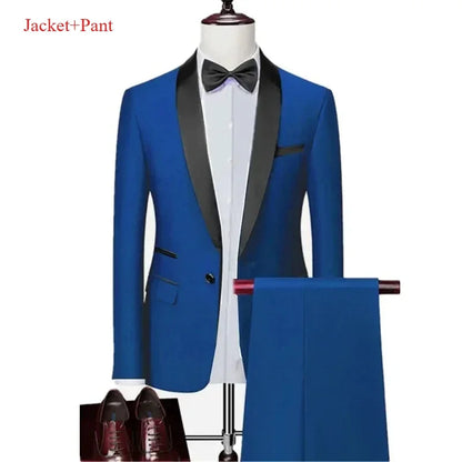 New Men's 2/3 Pieces Suit Formal Business Notch Lapel Slim Fit Tuxedos Best Man Blazer For Wedding Dress