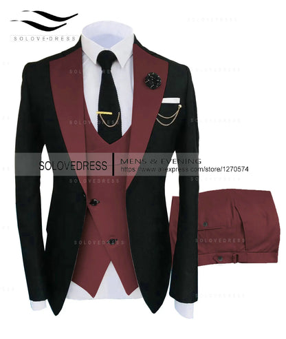 ( Jacket + Vest + Pants )Suits for Mens 2024 Casual Business Suit High-end Social Formal Suit 3 Pcs Set Groom Wedding Men