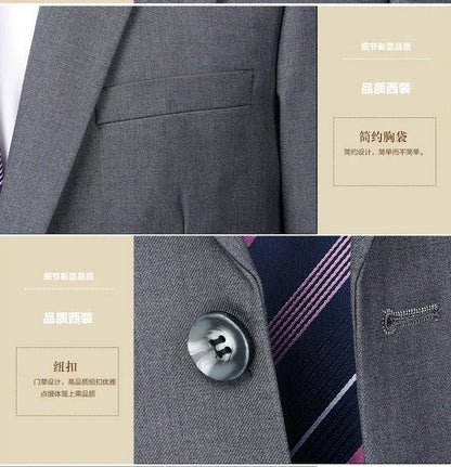 Suit (Blazer+Pants) Men's Fashion Business Outdoor Gentleman Trend Solid Color Casual Slim-fit Wedding Host Gentleman Suit S-6XL