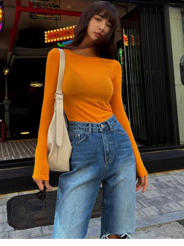 Woman Clothing Short Sleeve T-shirt Slim Fit Tops Female O-Neck Knitted Sheath Tee Shirt Street Wear Sex Sporty 2025 Y2K New
