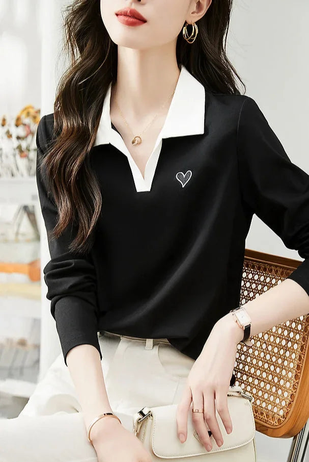 Woman Tshirt 100℅ Cotton With Collar Polo Neck T Shirt for Women New Youthful Clothes Original Casual Tops Clothing Sales Basic