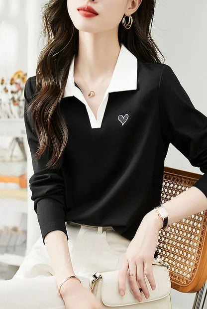 Woman Tshirt 100℅ Cotton With Collar Polo Neck T Shirt for Women New Youthful Clothes Original Casual Tops Clothing Sales Basic