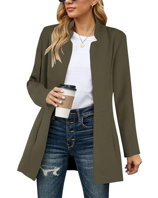 Grlasen Womens Long Pea Coats Winter Wool Jackets Lapel Slim Fit Outerwear Dressy Casual Elegant Warm Overcoats