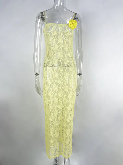 Sling Lace Sheer Slim-fit Sheath Dress