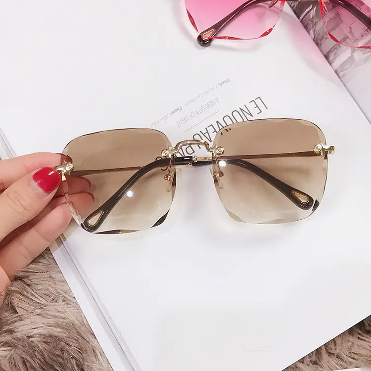 Trendy Square Frameless Sunglasses - Polygonal Style