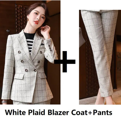 Plaid Formal Suit for Women's Office Attire
